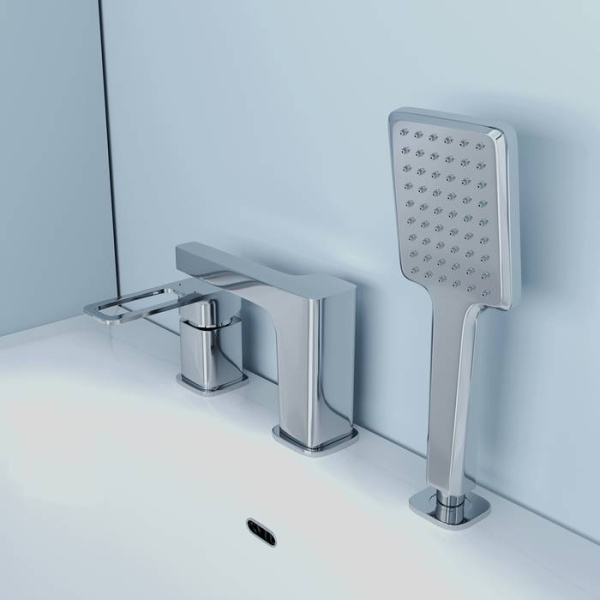 Смеситель на борт ванны IDDIS Slide на 3 отверстия с керамическим дивертором хром (SLISB30i07)